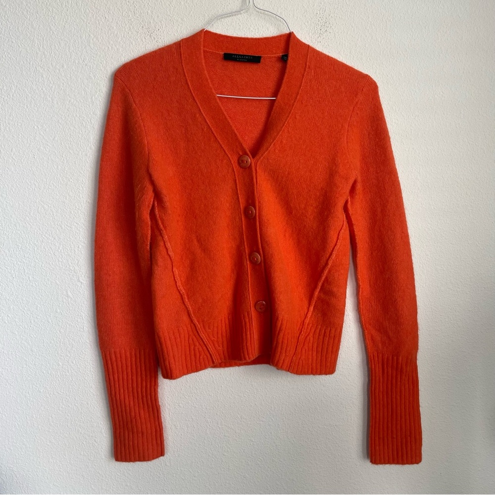 ALLSAINTS Womens Orange Rufa Wool-blend Cardigan